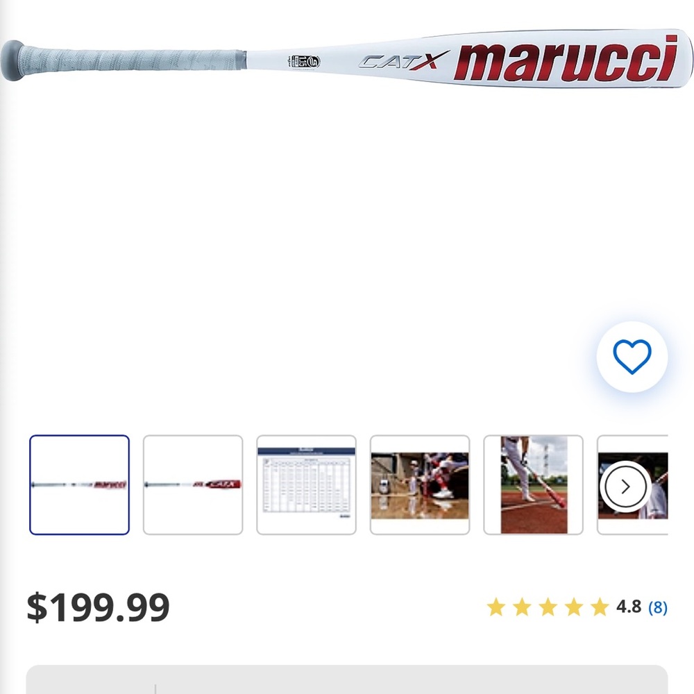 Marucci CATX Youth Baseball Bat - White and Red